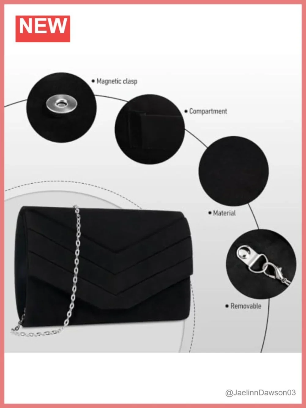 Evening Clutch Purse for Women Envelope Crossbody Detachable Chain Wedding Party